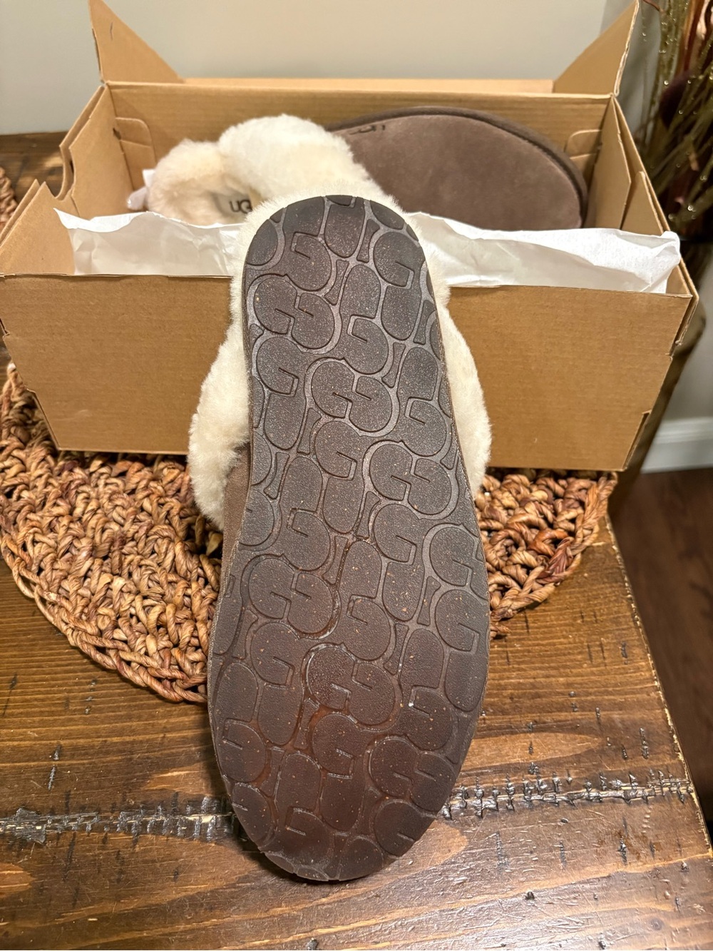 UGG Cream Shearling Slip-On Slippers